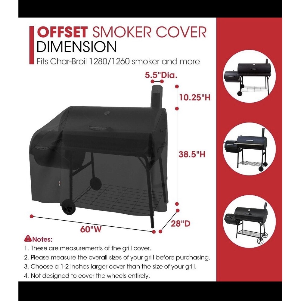Unicook Offset Smoker Cover 60 In Outdoor Heavy Duty Waterproof Charcoal Opened